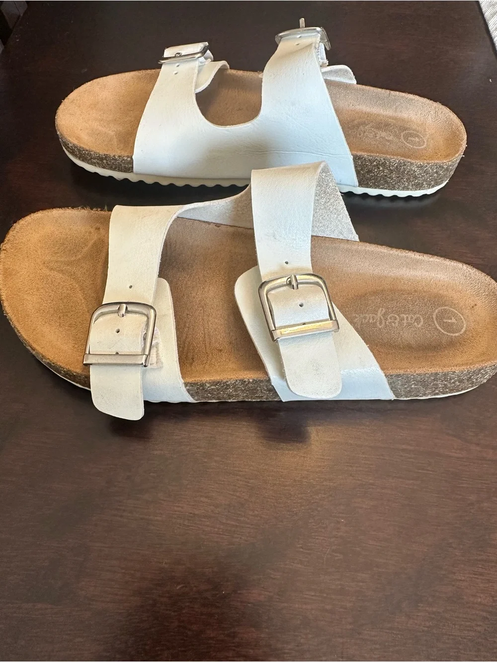 Kids Cat & Jack White Slide Sandals with buckles